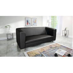 Kuechen-Preisbombe Elegant Chicago 3-Seater Lounge Sofa in Faux Leather Black Couch Upholstered Sofa