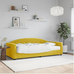 Ciadaz 3197282 Day Bed with Mattress Yellow 90 x 200 cm Velvet Sofa Bed Daybed Sofa Bed Sofa Bed Youth Bed Frame Bed Couch