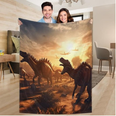 Ririx Überwurfdecke mit vielen Dinosauriern, Tier-Dinosaurier-Decke, für Bett, Couch, Sofa, Stuhl, Camping und Reisen, leichte Decke, groß (203 x 152 cm)