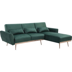 Vente-Unique - Corner Sofa with Sleep Function - Corner Changeable - Velvet - Fir Green - LAUNEI