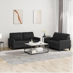 ZEYUAN 3201358 2 dalių sofos komplektas su pagalvėle Juoda dirbtinės odos sofa lova sofa lova sofa lova sofa su miego funkcija sofa lova relaksacinė sofa sofos ir sofos