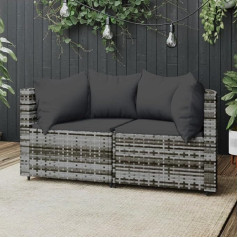 Whopbxgad Dzīvojamās istabas mēbeļu komplekti,Dzīvojamās istabas dīvānu komplekti,Dīvānu gulta,Garten-Ecksofas mit Kissen 2 STK. Grau Poly Rattanmodulārais dīvāns,modulārais dīvāns,āra terases mēbeles,