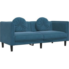 vidaXL Sofa, minkšta sofa su pagalvėlėmis, dvivietė, dvivietė svetainės sofa, svetainės sofa, šiuolaikiška, mėlynas aksomas