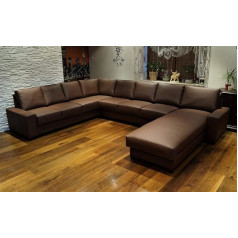 Quattro Meble Super Large 9 Seater Genuine Leather Corner Sofa California U-Shape 200 x 345 x 275 cm with Ottoman Leather Sofa Real Leather Corner Couch Large Choice of Colours