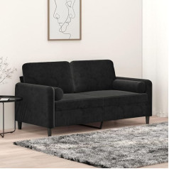 CIADAZ 2 vietų sofa su dekoratyvinėmis pagalvėlėmis, juoda, 140 cm, veliūras, poilsio sofa, sofos ir kušetės, poilsio sofa, svetainės sofa, sofa su miegojimo funkcija - 3200886