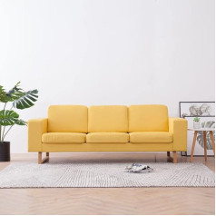 Hommdiy Upholstered Sofa 3-Seater Fabric Sofa Lounge Sofa Couch Living Room Furniture Yellow