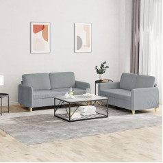 LAPOOH 2-TLG. Sofagarnitur mit Kissen Hellgrau Stoff, Loungesofa, Sofas & Couches, Relaxsofa, Couch für Wohnzimmer, Couch Mit Schlaffunktion - 3202086