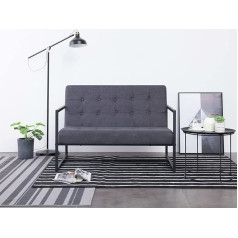 Guyana 2-Seater Sofa with Armrests, Dark Grey, Steel and Fabric, Small Sofas for Small Spaces, Lounge Sofa, Outdoor, 2-Seater Sofa, Two-Seater