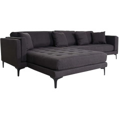 Mendler HWC-M27 Sofos komplektas Kampinė L formos sofa Gulėjimo paviršius Kairė / dešinė Medžio masyvas 293 cm Audinys / tekstilė Tamsiai pilka