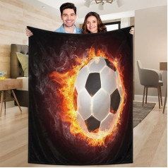 Ririx Flammende Fußball-Überwurfdecke, Sport-Fußballdecke, für Bett, Couch, Sofa, Stuhl, Camping und Reisen, leichte Decke, groß (203 x 152 cm)