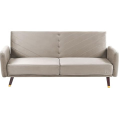 Beliani Senja Practical Folding Sofa with Armrests Velvet Fabric Beige Taupe