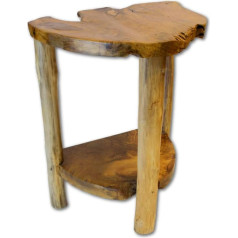 Kinaree Sala Daeng Root Wood sānu galdiņš 60 x 40 cm Masīvkoka telefona galdiņš ar diviem tīkkoka koka diskiem kā plauktiem Piemērots arī kā izlietne