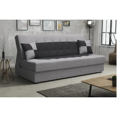 Altdecor Living Room Couch with Sleep Function with DL Automatic, Upholstered Couch Backrest Padded, Ideal as a Guest Bed - 192 x 80 x 96 cm Grey/Black