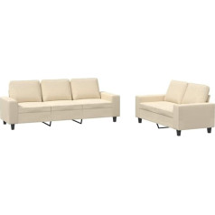 ‎Vidaxl vidaXL Sofa Set 2-Piece Armchair Couch with Cushion, Sofa Living Room Sofa with Armrests, Couch Set, Designer Sofa, Seating Furniture, Upholstered Furniture, Cream Fabric