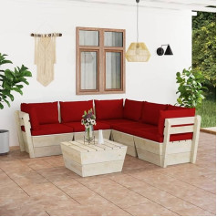 Barash 6-Piece Garden Sofa Set Made of Pallets with Cushion Spruce Wood Living Room Couch Corner Sofa Small