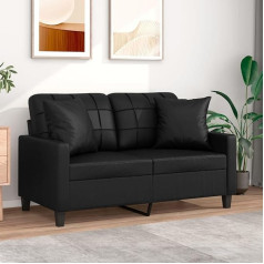 CIADAZ 2 vietų sofa su dekoratyvinėmis pagalvėlėmis juoda 120 cm, odos imitacija, sofos ir kušetės, sofa svetainė, sofa jaunimo kambarys, poilsio sofa, sofa miegamajam, minkšta sofa 3200798