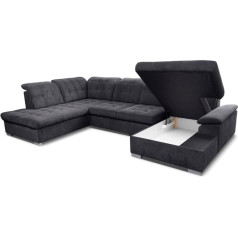 Verona Idee Karališka sofa su miego funkcija - modernaus stiliaus U formos sofa-lova poilsiui - 347 cm x 230 cm x 184 cm, idealiai tinkanti visuomeniniams susibūrimams - pilka