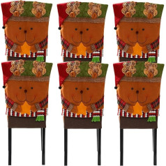 Dimatic 6 gabali Ziemassvētku krēsla atzveltnes pārvalks, noņemams pusdienu krēsls Slipcovers Ziemassvētku rotājums mājas ēdamistabai Virtuves pusei Ziemassvētku briedis