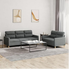 ZEYUAN 2-TLG. Sofagarnitur mit Kissen Dunkelgrau Stoff, Sofa Mit Relaxfunktion, Couchgarnitur, Wohnzimmer Sofa, Couch, Sofa Set 3201601