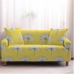 Surwin Elastīgs dīvāna pārvalks 1 2 3 4 sēdvietām 3D Dandelion Pattern Dīvāna pārvalks Stretch Protective Cover Universāls dīvāna pārvalks roku balstiem Dīvāna pārvalks Couch Cover (4 sēdvietas (235-300 cm), Chrysanthemum)