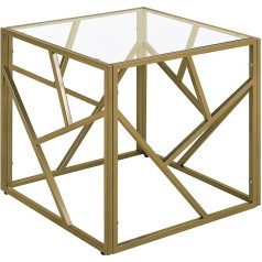 Beliani Orland Industrial Design Glass Gold Square Side Table