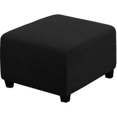 CLGTY Kvadrātveida osmaņu slipcover Stretch, žakarda taburete Cover Folding Cover for Osmaņu ar elastīgu bāzi Dīvāns Cover dzīvojamā istaba Black Square