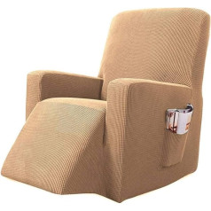 HKPLDE Klāja krēsla pārvalks, Stretch Anti-Slip Spandex Recliner Sofa Slipcover, 1 gabala mēbeļu aizsargs dzīvojamai istabai, haki krāsā