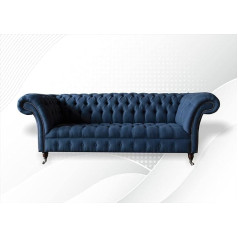 Jvmoebel Chesterfield 3 Seater Fabric Blue Living Room Design Couchen Upholstery Sofa Sofas