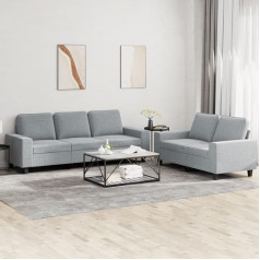 Lapooh 2-TLG. Sofagarnitur Hellgrau Stoff, Loungesofa, Sofas & Couches, Relaxsofa, Couch für Wohnzimmer, Couch Mit Schlaffunktion - 3201898