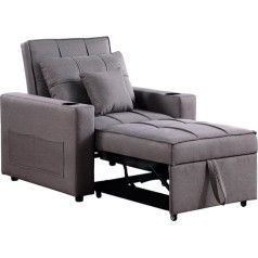 Hti-Living Maritta Sleeping Chair with Cup Holder and Side Pocket Dark Grey