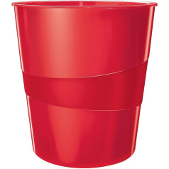 Leitz WOW 52781026 Rubbish Bin, 15 Litres, Red Plastic