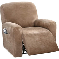 GYHHH Stretch Recliner dīvāns Slipcover, 4 gabali Recliner dīvāns Covers, samta dīvāns Slipcovers, Spandekss plīša mēbeļu pārvalks mājdzīvniekiem un bērnu dīvāns Cover suņiem (Camel)