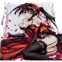 Mxdfafa Anime Date A Live Nightmare Tokisaki Kurumi Throw Blanket Dīvāns Dekoratīvais Slipcover Cobertor uz dīvāna gultas Plane Travel Plaid Non-Slip Stitching Blankets