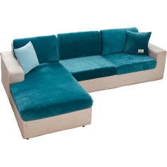 ‎Eurhowing EURHOWING Universal Stretch Velvet Chaise Longue Sofa Slipcover for Sectional Sofa L-Shape, sekciju dīvāns sedz mīksts slipcover aizvietošana L formas dīvānam ar elastīgu malu (Chaise Cover, Lake)