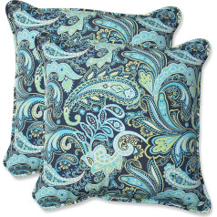 Pillow Perfect Perfect Outdoor Pretty Paisley throw spilvens, 47 cm, tumši zils, 2 gab.