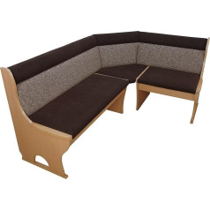 Moebel Direkt Online Madrid II Corner Bench Beech Natural / Chocolate Brown Mottled