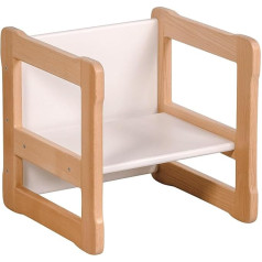 Woodjoy Daugiafunkcinė Montessori kūdikio kėdutė - saugūs ir patvarūs balti vaikiški baldai - idealiai tinka mokymuisi ir žaidimui, modernūs kūdikių baldai, ilgaamžiai vaikiški baldai