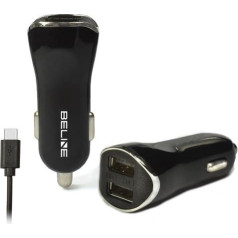 Automobilinis įkroviklis 2xusb + usb-c 2.1a juodas