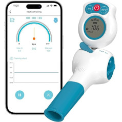 Sonmol elpošanas vingrinājumu ierīce plaušām ar elektrisko spiediena mērītāju un testa iemuti un ceļojuma futrālis | Plaušu treniņa ierīce labākām plaušām | 6 pretestības līmeņi | Vadošā mobilā treniņa programma