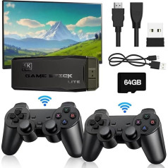 XIXIMENG Retro konsolė 64G 21000+ žaidimų Du belaidžiai valdikliai, 4K retro žaidimų konsolė HDMI Plug and Play Wireless Game Stick televizoriui