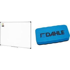 Amazon Basics Magnetisches Whiteboard mit Stiftablage und Aluminiumleisten & Dahle Whiteboard Schwamm (Magnetischer Wischer für Trockenreinigung auf vielen Oberflächen) blau, 1 Stück