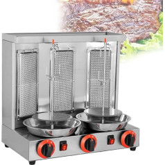 Gas-Döner-Kebab-Maschine Edelstahl Vertikaler Broiler,Dönergrill Tischgrill Bbq Grillofen,Für Kebabs,Spieße Und Braten Für Haushaltspartys,B-Silver