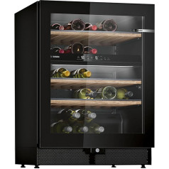 Bosch KWK16ABGB Serie 6 Weinkühlschrank, 81.8 x 60 cm, 44 Flaschen, Temperatur: 5-20 °C, zwei Temperaturzonen, 120 L, Zwei Temperaturbereiche; LED-Beleuchtung; Eichenregale und Teleskopauszug