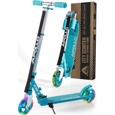 Apollo Skyracer City Scooter with LED Light Wheels, Children's Scooter (6 Years), City Scooter with Suspension, Scooter for Children and Teens, Foldable and Height-Adjustable