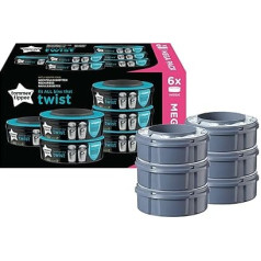 Tommee Tippee Twist and Click Advanced autiņbiksīšu izmešanas tvertnes Sangenic Tec, 6 iepakojumi (saderīgas ar Sangenic Tec, Twist un Click tvertnēm)