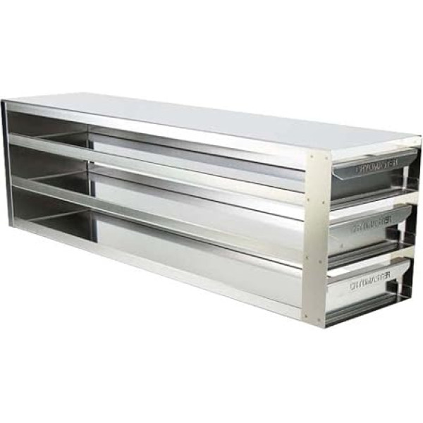 Cryomaster 4-6248 Edelstahl Schrankeinschub für 12 Kryoboxen Kapazität, 577mm x 140mm x 324mm, Silber