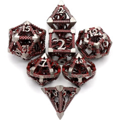 DND kauliņi, metāla spēļu kauliņi Dungeons and Dragons kauliņu komplekts HNCCESG Hollow 3D Cthulhu D&D D&D Dice Polyhedral Dice Set for Pathfinder MTG RPG DND Dice Set W20 W12 W10 W8 W8 W6 W4 (Cthulhu Blood)