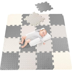 HOMTOL Puzzle Mat Baby Non-Toxic 18 Pieces Play Mat Puzzle Mat EVA Foam Mat Children's Crawling Mat Puzzle Mat 30 x 30 cm, Thick 1.2 cm, Surface 1.62 ㎡