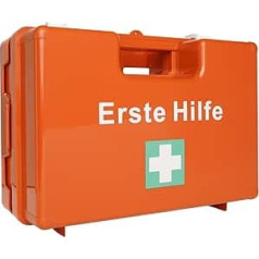 First Aid Box DIN 13157:2021, First Aid Case - Small - with Wall Bracket, Bandage Box According to ASR, Made of ABS Plastic - Shatterproof and Impact Resistant, Type S HierBeiDir