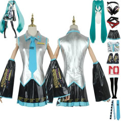 Tjmiaohao Anime H'atsune M'iku Cosplay kostīms tērps japāņu iesācēja nākotnes uniforma Pilns komplekts Sievietes meitenes Halovīna kleita uz augšu ar parūku/galvas galvu/galvas austiņas/līpstiņas